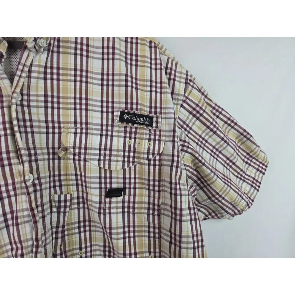 Florida State University FSU Mens Columbia Shirt Sz Large Plaid Short Sleeve Top